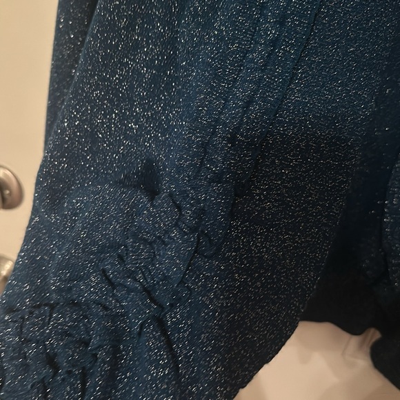 Anne Klein Blue pleated front cardigan / Size M / NWT / L-5 - Picture 4 of 10